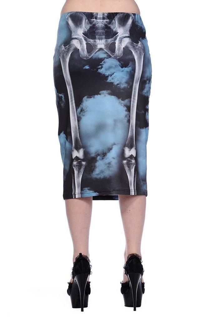 Skeleton Black Pencil Skirt-Banned-Dark Fashion Clothing