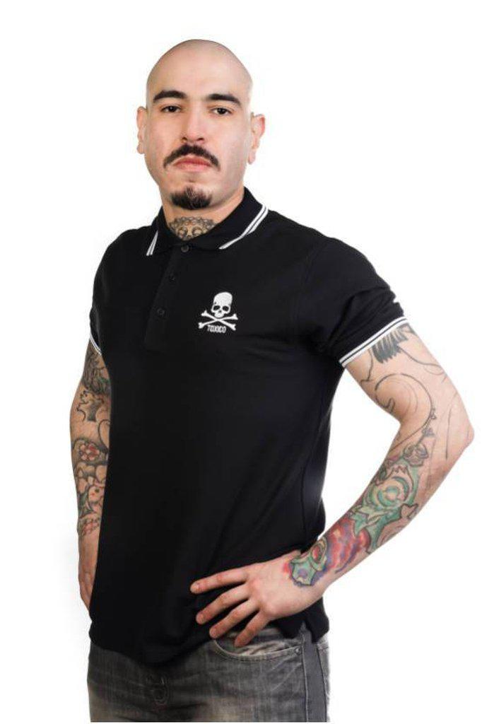 Skull And Bones Polo Shirt-Toxico-Dark Fashion Clothing