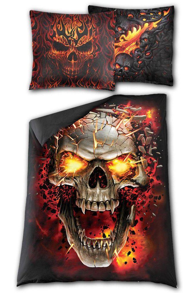 Skull Blast - Single Duvet Cover + UK And EU Pillow case-Spiral-Dark Fashion Clothing