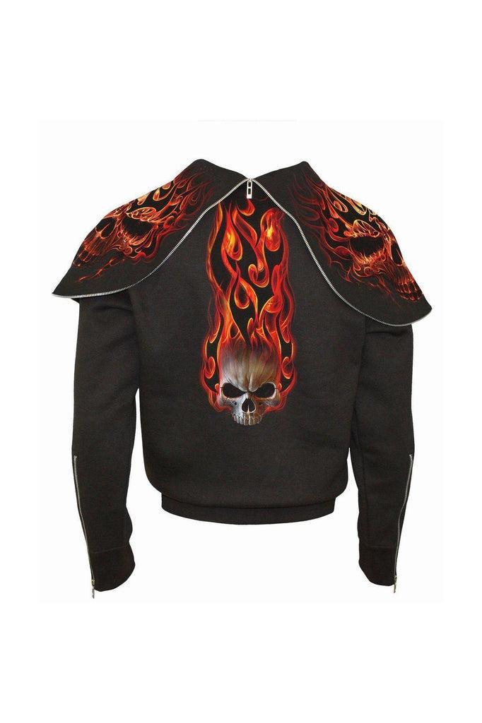 Skull Blast - Split Zip Hoody Black-Spiral-Dark Fashion Clothing