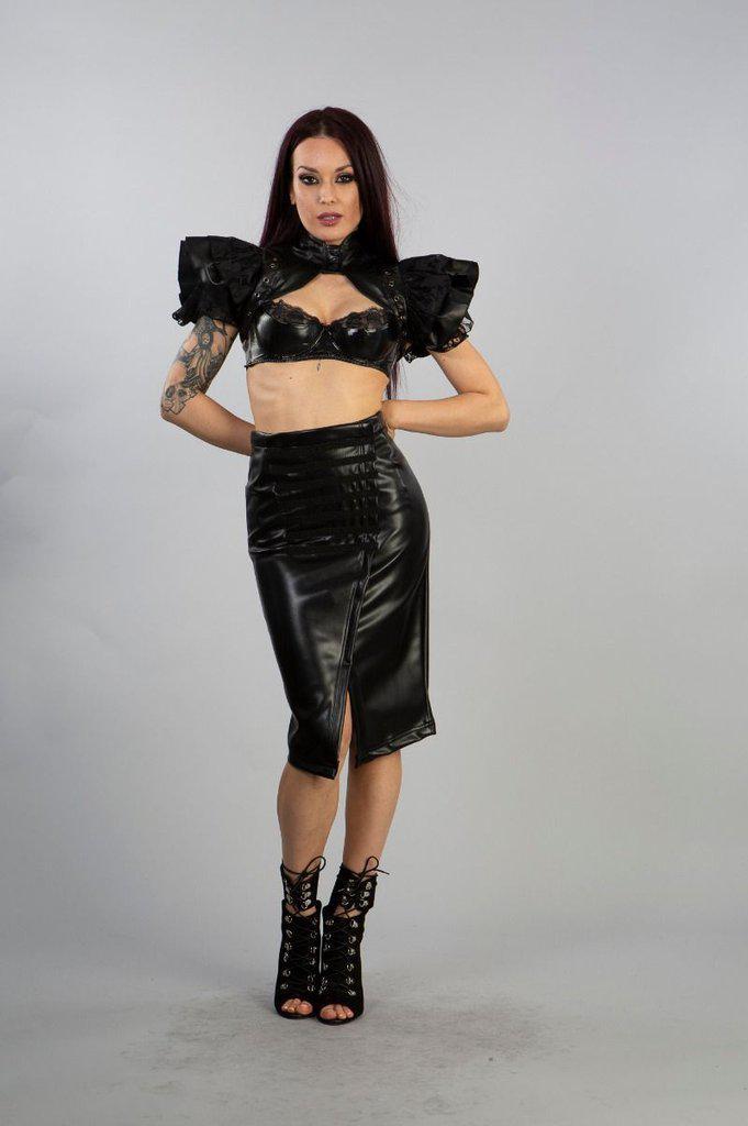 Sonya Steampunk Bolero Shrug In Black Matte-Burleska-Dark Fashion Clothing