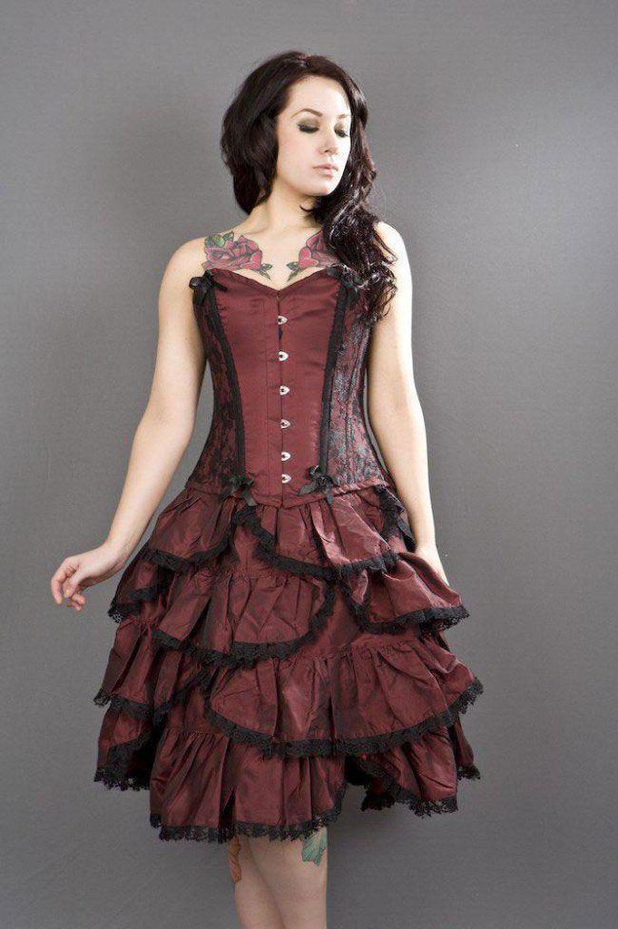 Sophia Knee Length Burlesque Skirt In Taffeta-Burleska-Dark Fashion Clothing