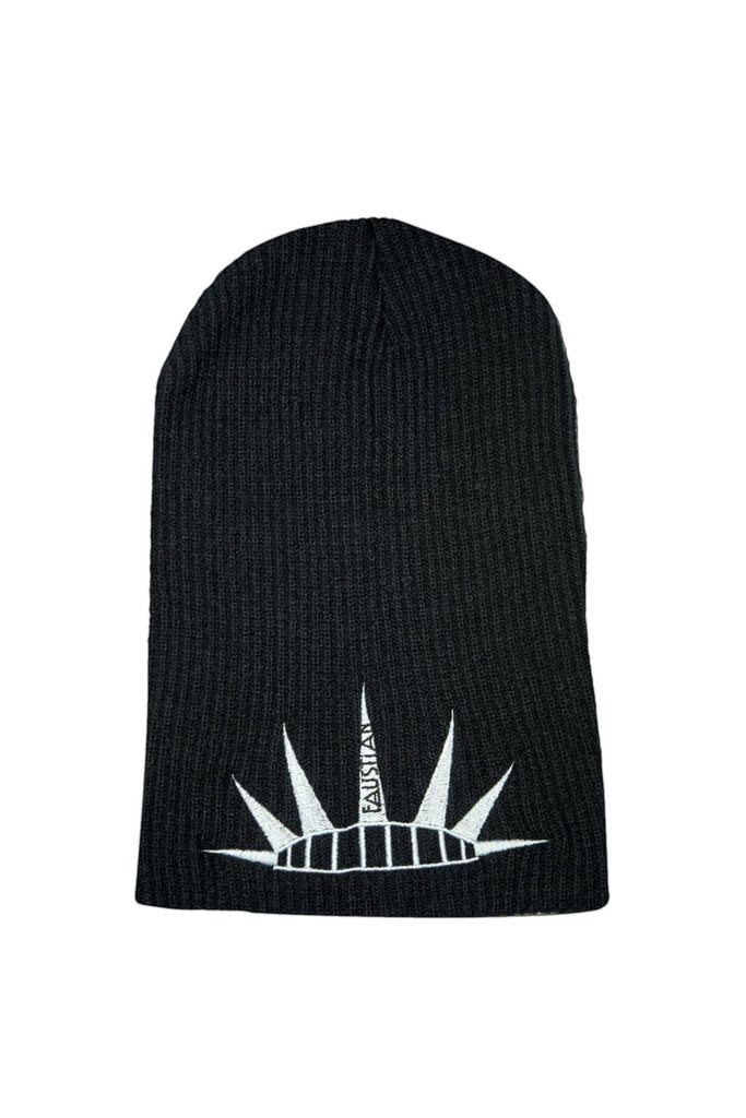 Spiky Tiara Embroidered Black Beanie - Justice-Dr Faust-Dark Fashion Clothing