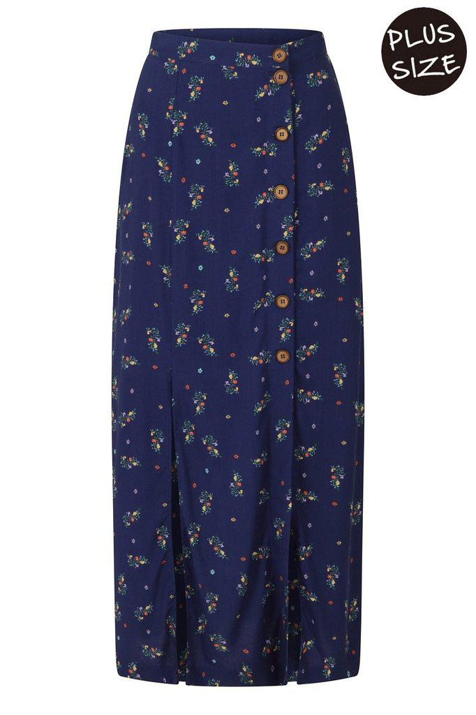 Spring Sprig Print Long Line Skirt-Banned-Dark Fashion Clothing