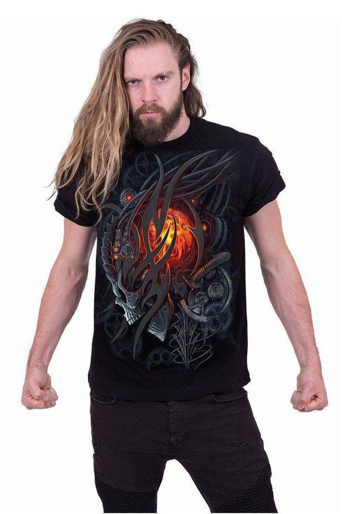 Steampunk Skull - T-Shirt Black-Spiral-Dark Fashion Clothing