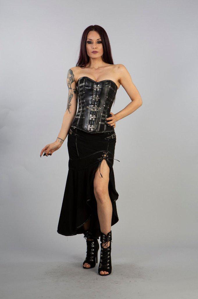 Temptress Long Skirt In Black Hosiery Cotton Mesh-Burleska-Dark Fashion Clothing