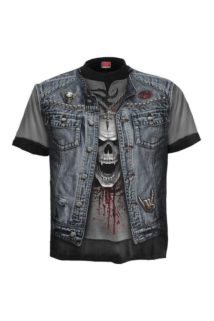 Thrash Metal - Allover T-Shirt Black-Spiral-Dark Fashion Clothing