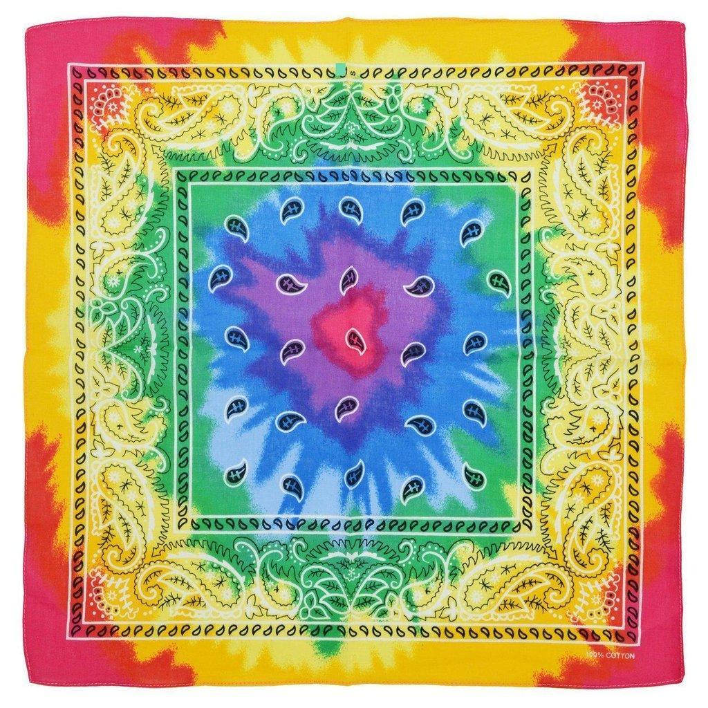Tie Dye Design Rainbow Cotton Bandana - Everard-Dr Faust-Dark Fashion Clothing