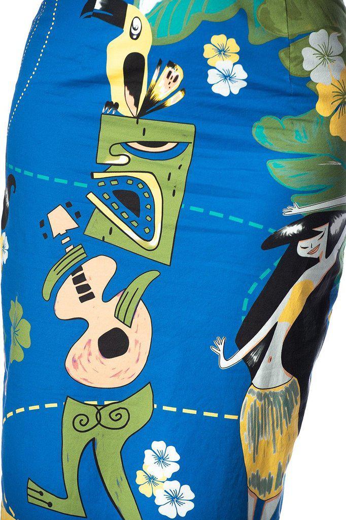 Tiki Pencil Skirt-Banned-Dark Fashion Clothing