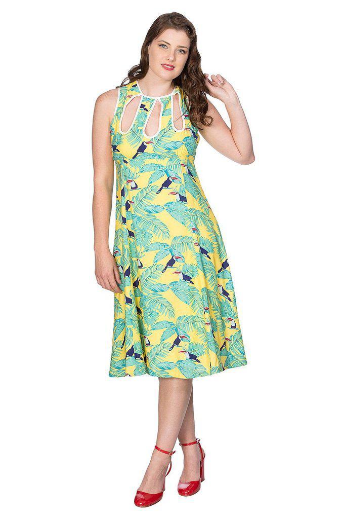 Toucan All Over Dress-Banned-Dark Fashion Clothing