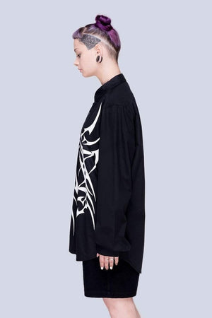 Tribal Black Shirt - Unisex-Long Clothing-Dark Fashion Clothing