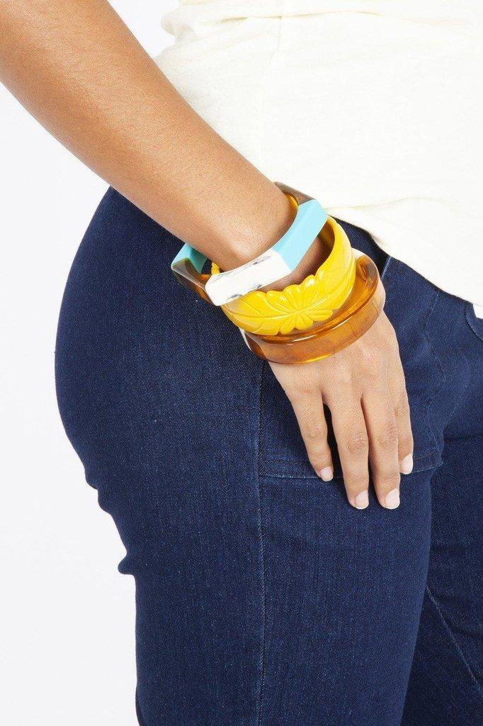 Turquoise Hexagon Bangle-Voodoo Vixen-Dark Fashion Clothing