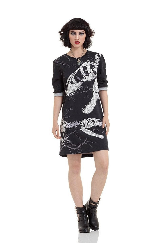 Unisex Dino Bones Long Sleeve Sweatshirt-Jawbreaker-Dark Fashion Clothing