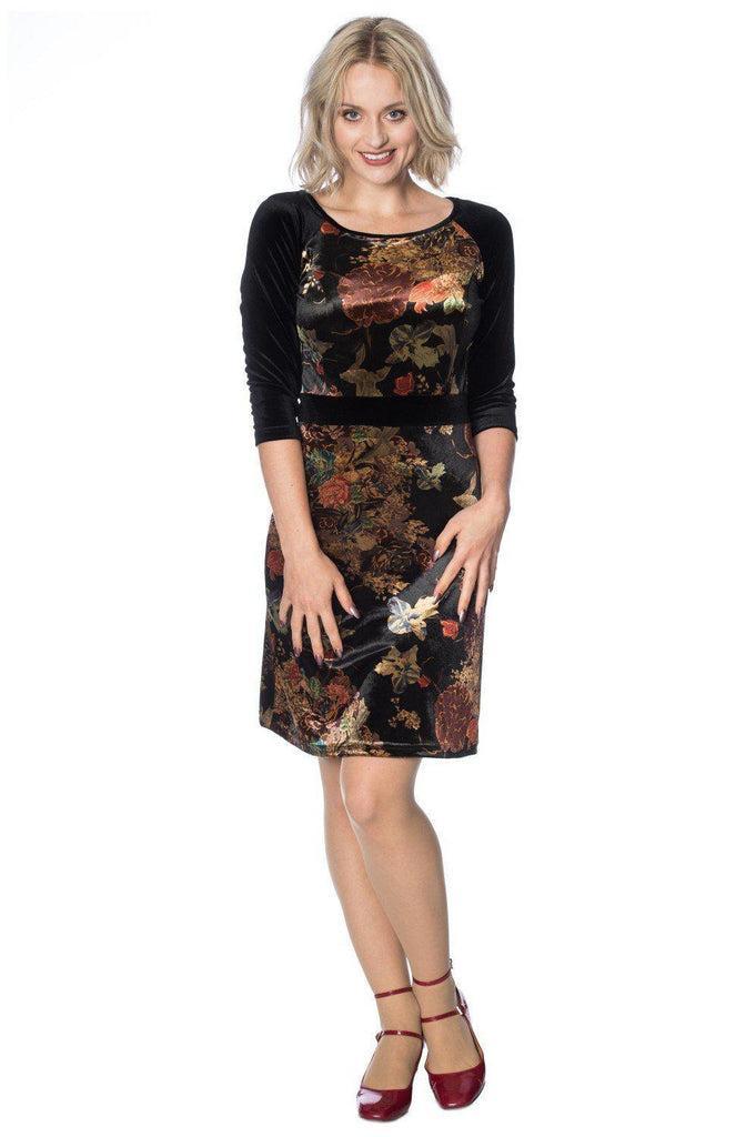 Velvet Dreams Floral Dress-Banned-Dark Fashion Clothing