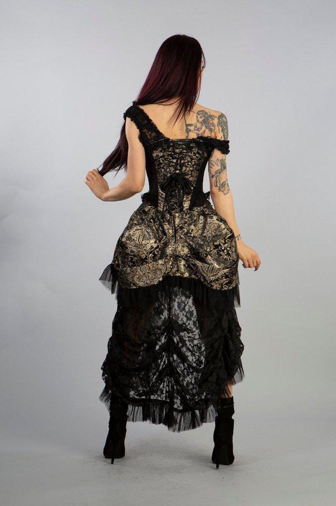 Versailles Corset Dress King Brocade With Black Lace-Burleska-Dark Fashion Clothing