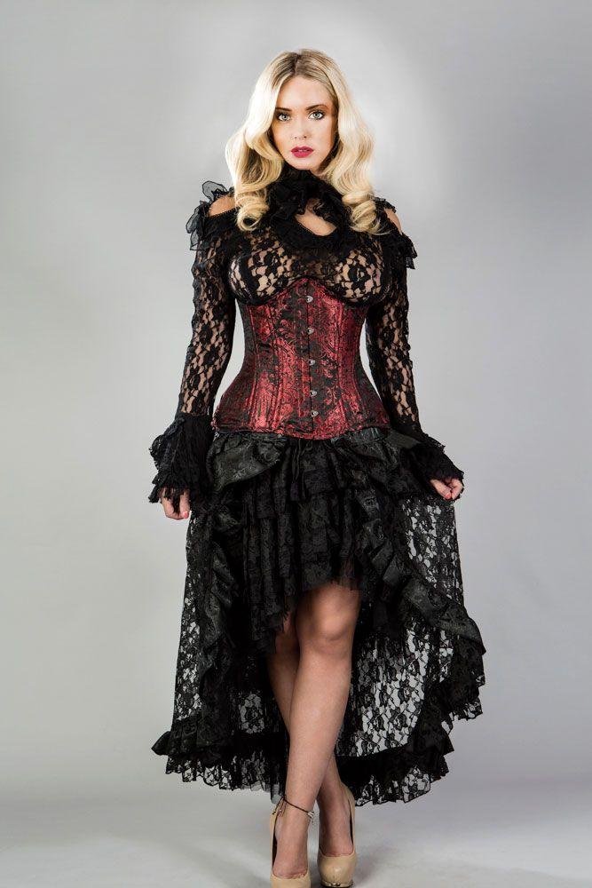 Victorian Double Steel Boned Underbust Corset In King Brocade-Burleska-Dark Fashion Clothing