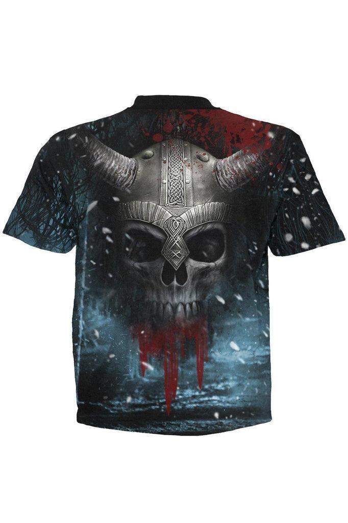 Viking Wrap - Allover T-Shirt Black-Spiral-Dark Fashion Clothing