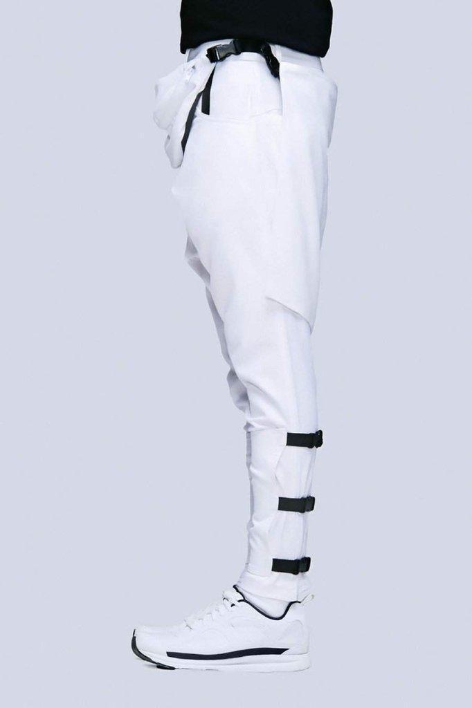 White Clip Pants - Unisex-Long Clothing-Dark Fashion Clothing