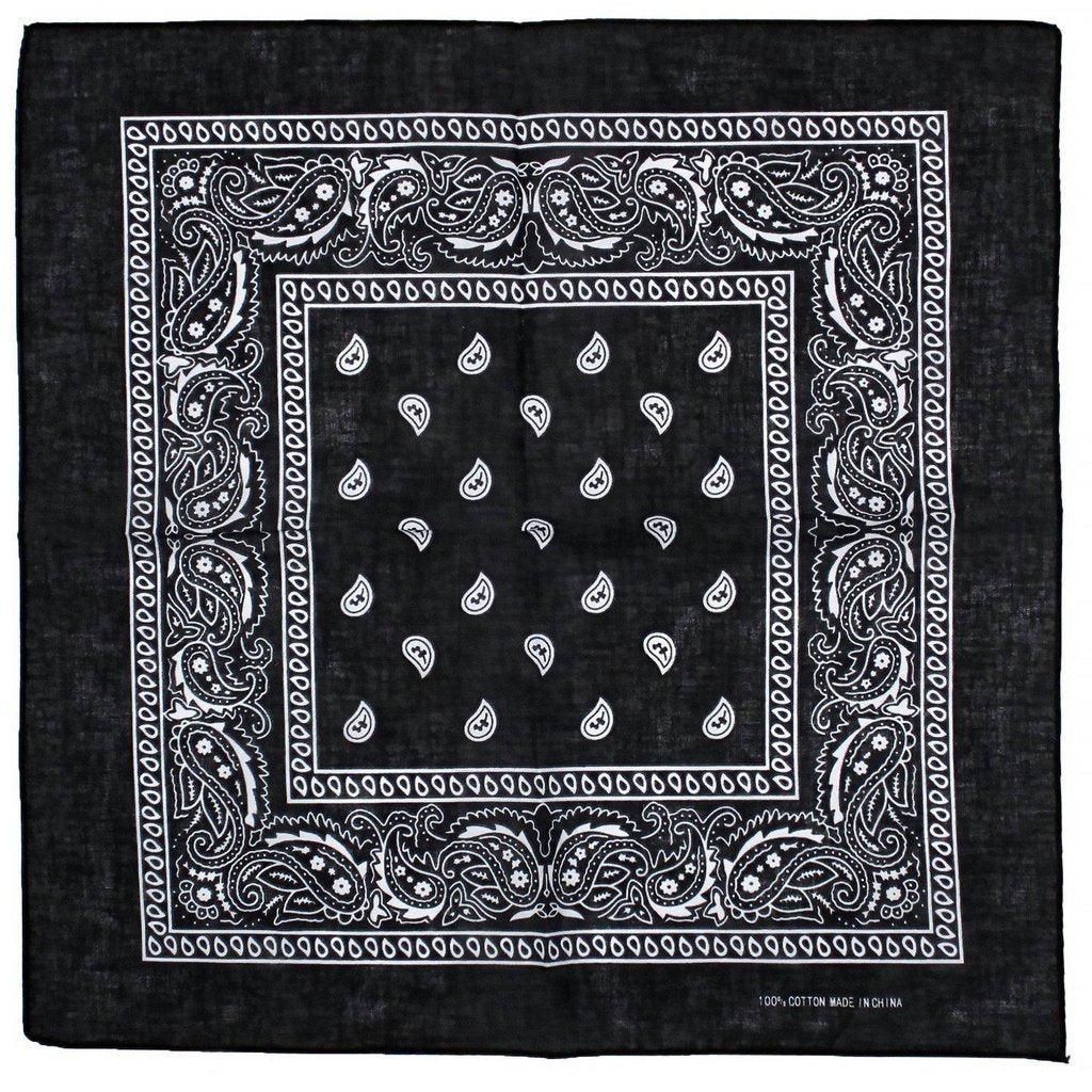 White Design Black Cotton Bandana - Everard-Dr Faust-Dark Fashion Clothing