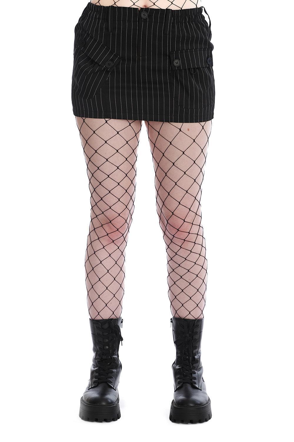 Black Eudora Pinstripe Mini Skirt