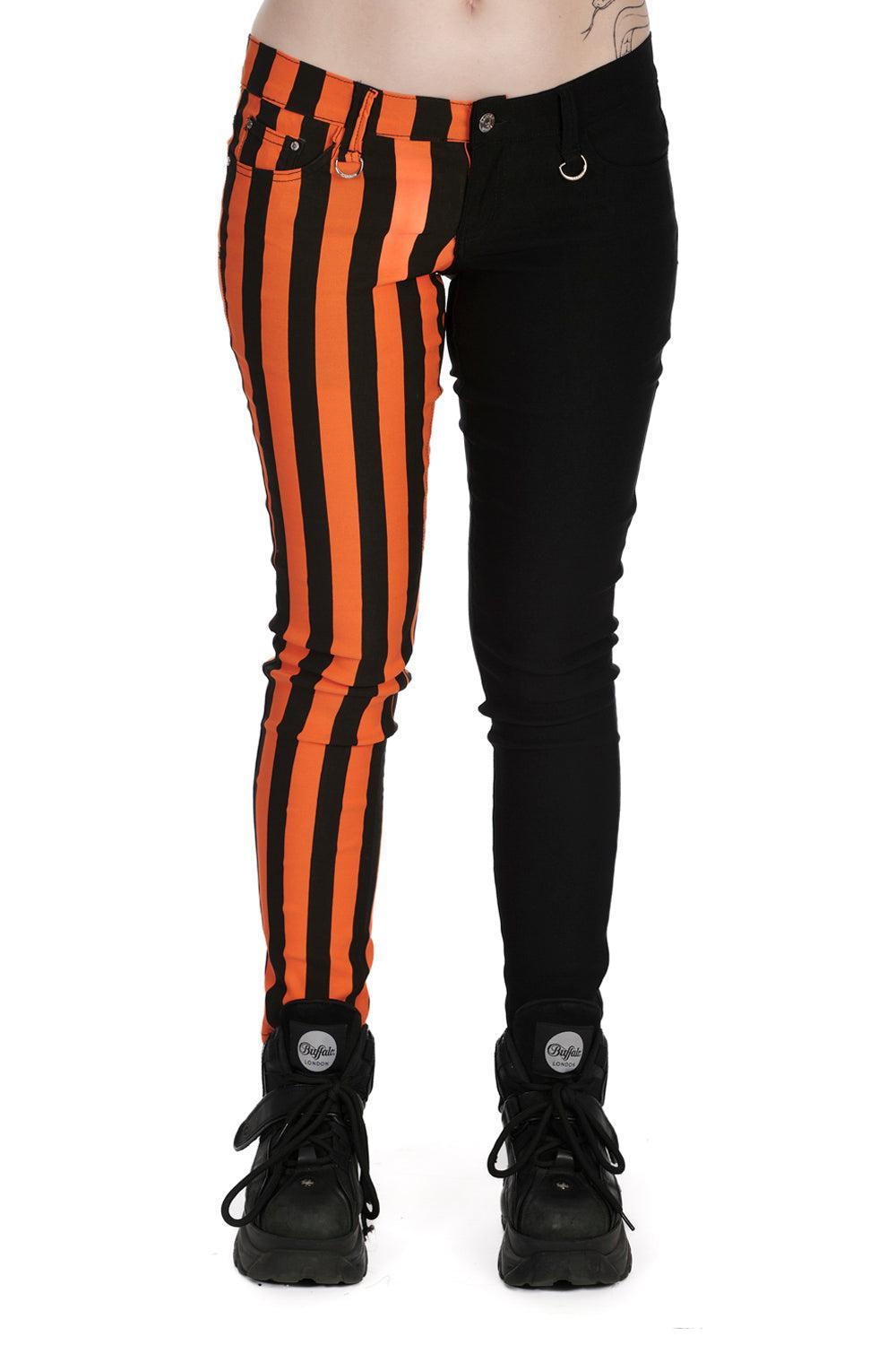 Half Black Half Striped Trousers
