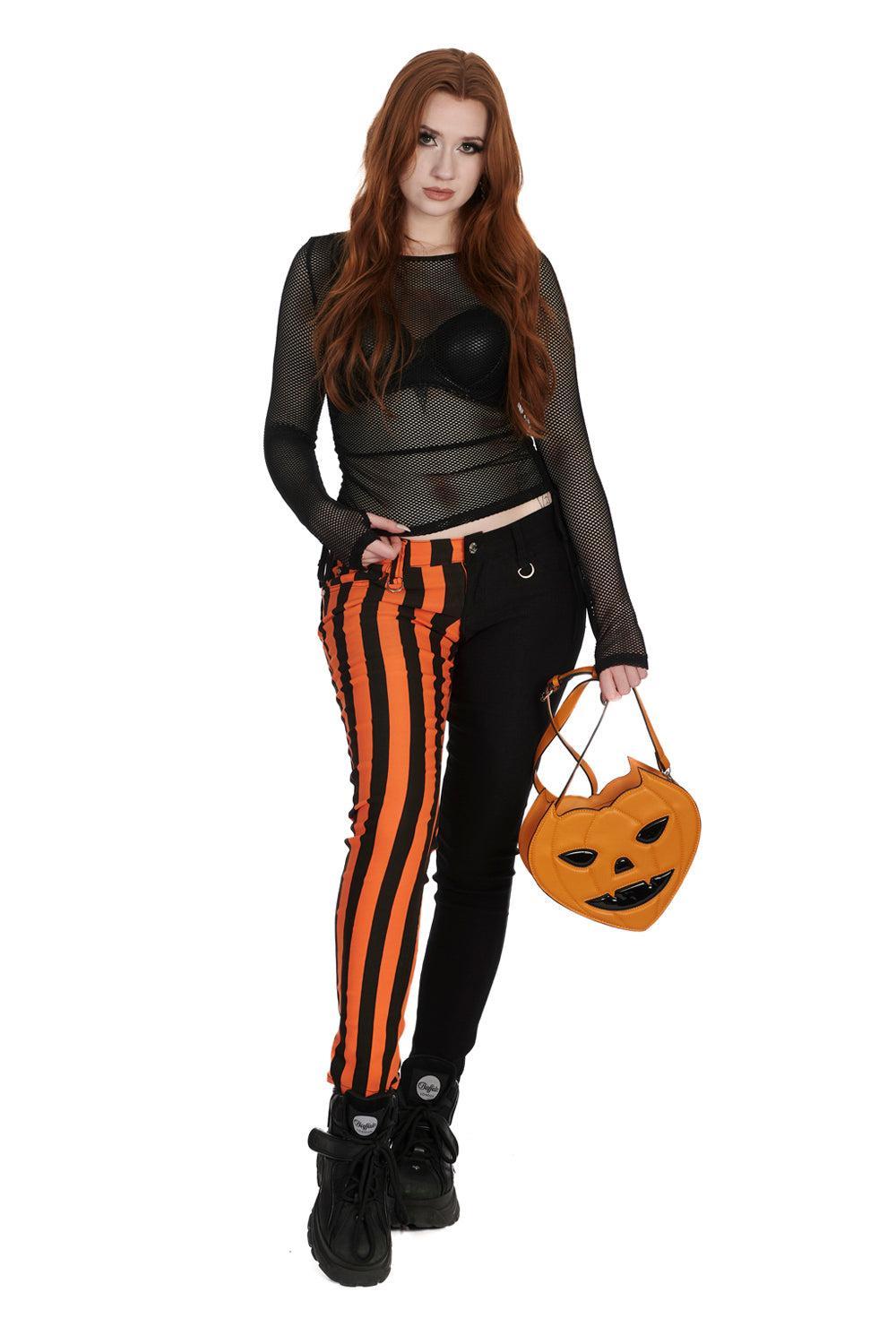 Half Black Half Striped Trousers