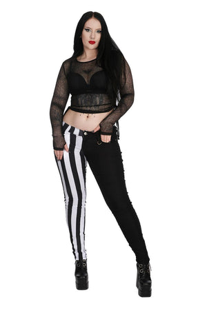Half Black Half Striped Trousers
