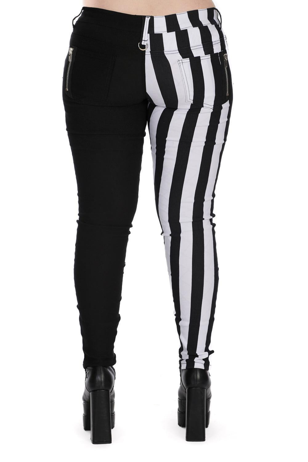 Half Black Half Striped Trousers