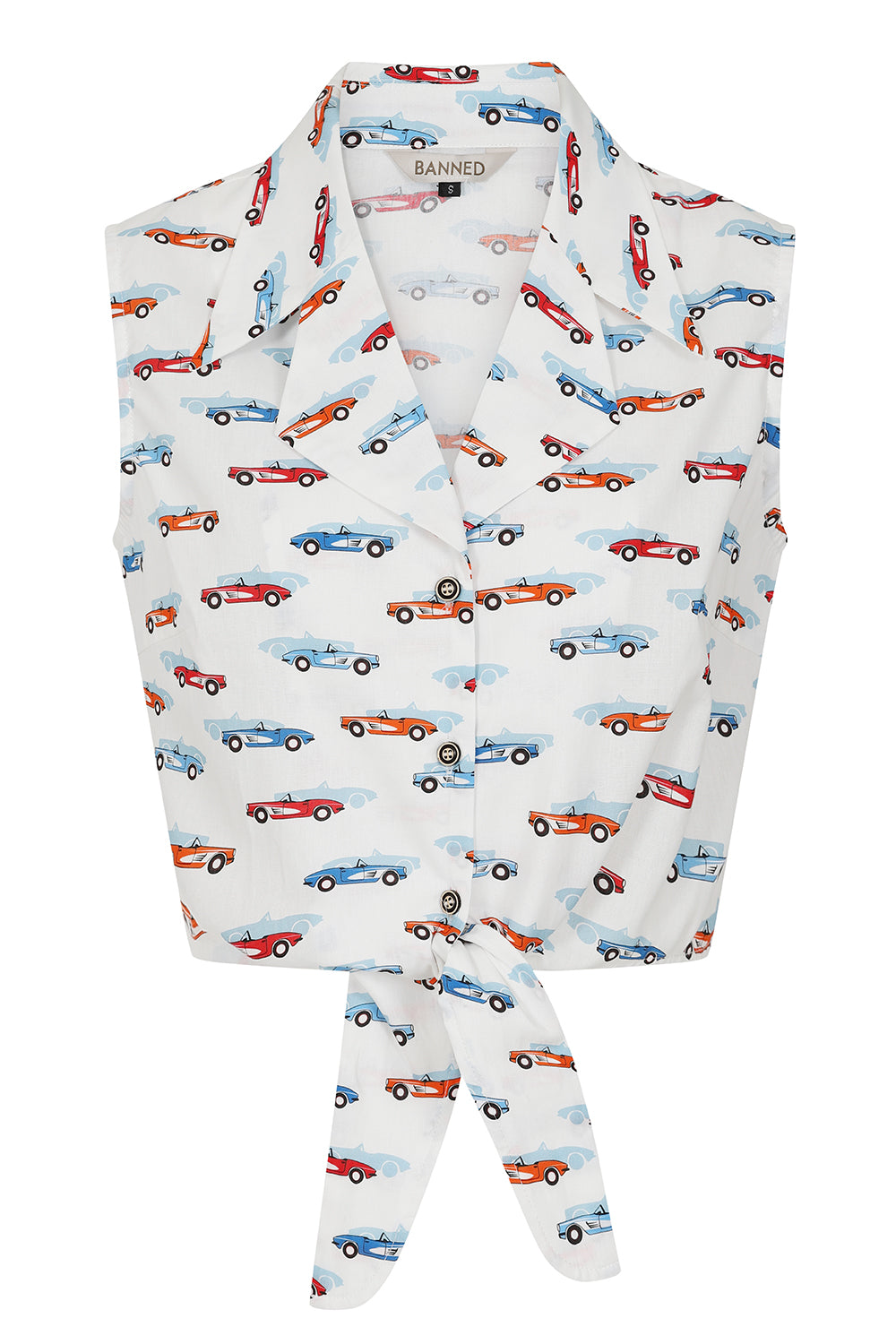 White Sandy Retro Car Blouse