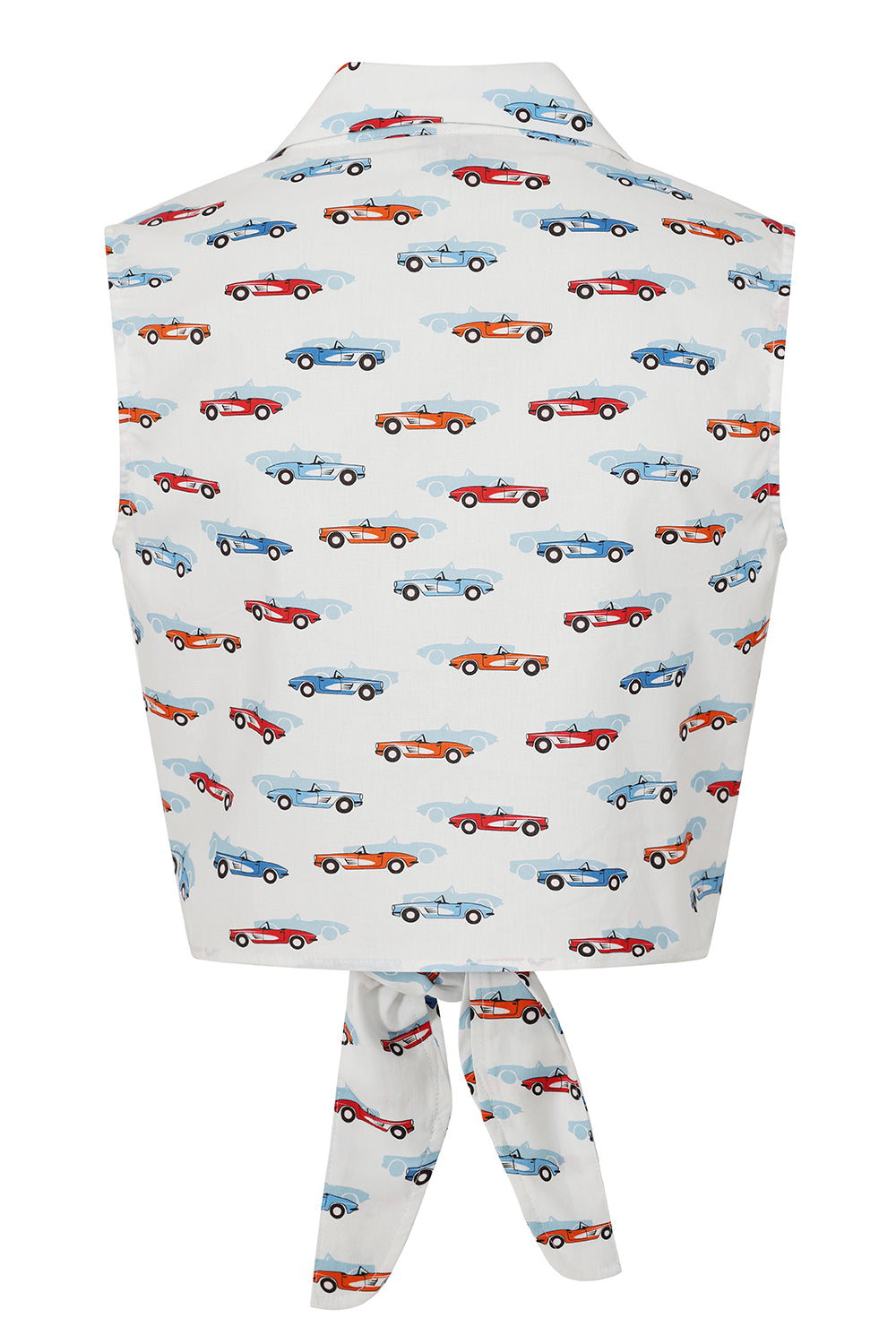 White Sandy Retro Car Blouse