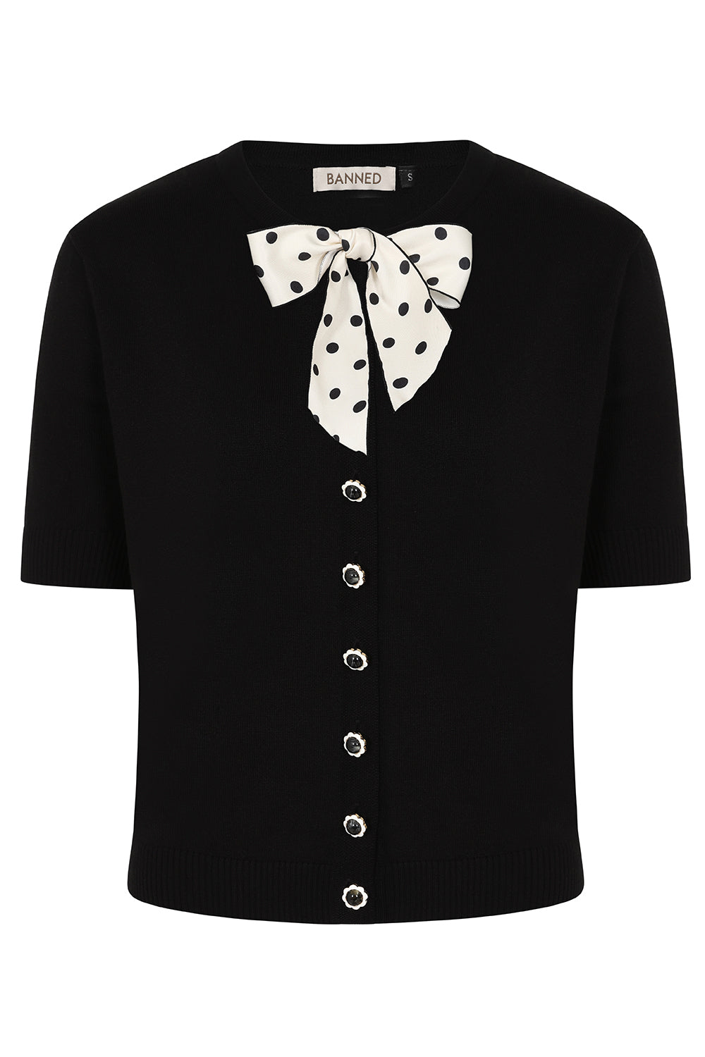 Lady Luck Polka Dot Neck Tie Cardigan