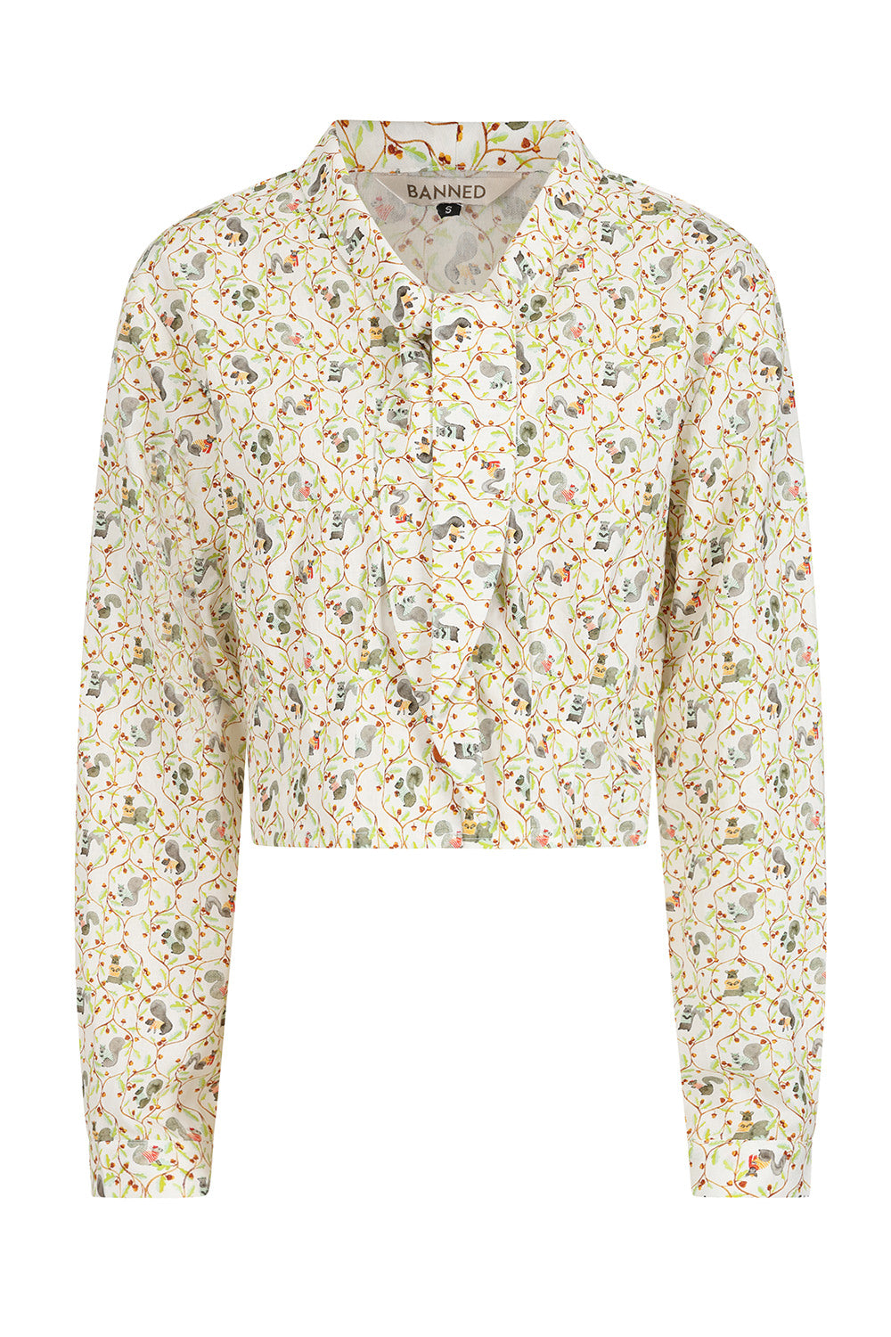 White Cherry Squirrel Blouse