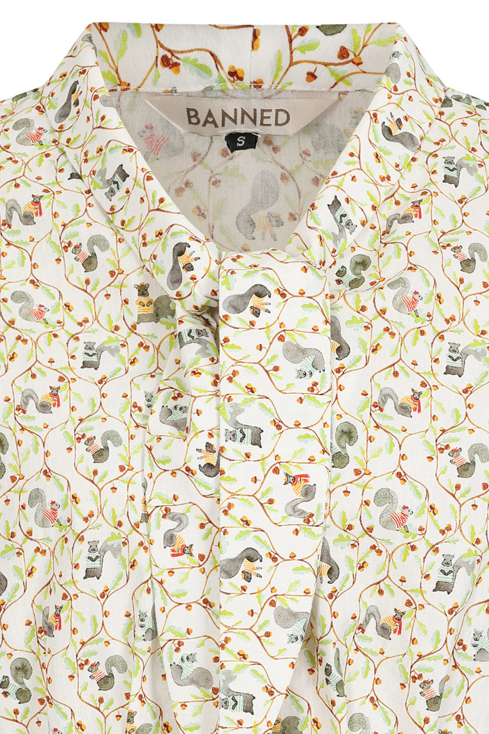 White Cherry Squirrel Blouse