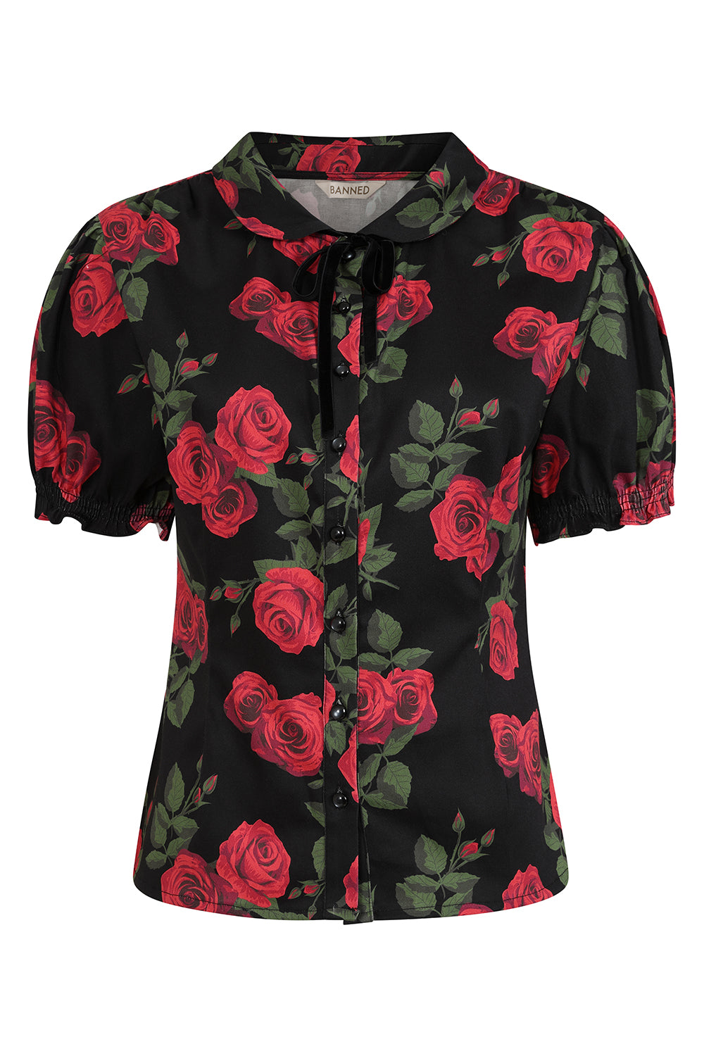 Black Lilly Romantic Roses Blouse
