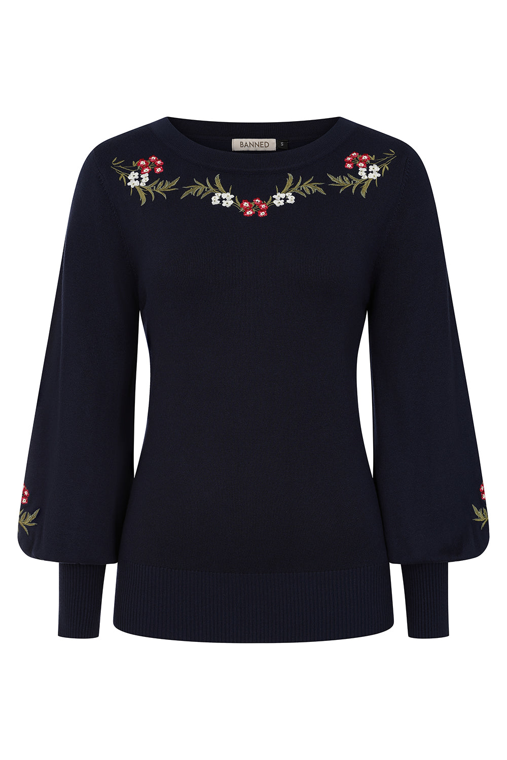 Navy Carla Romantic Floral Jumper