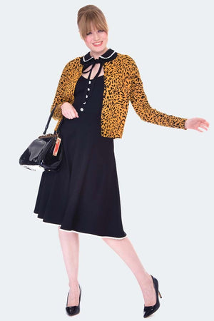 50s Mustard Leopard Print Cardigan