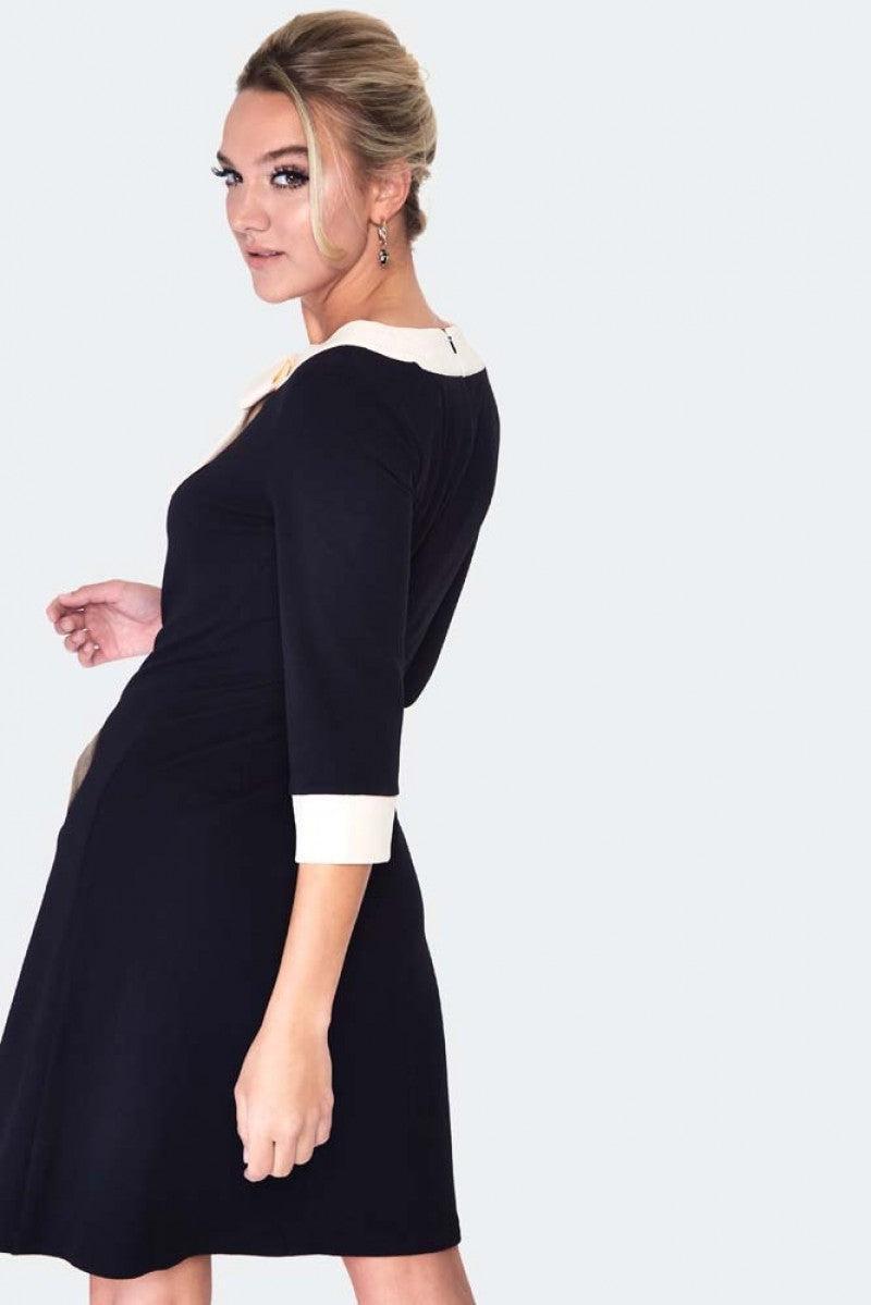 60s 3/4 Sleeve Constrast Stripe Dress