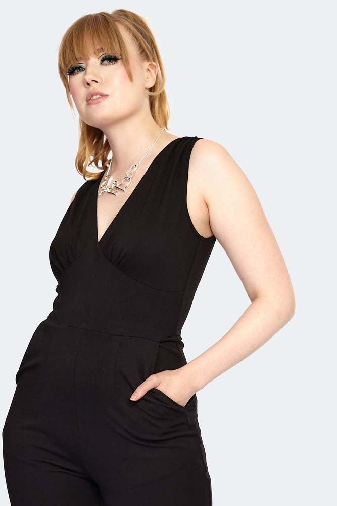 60s Flare Jumpsuit-Voodoo Vixen-Dark Fashion Clothing