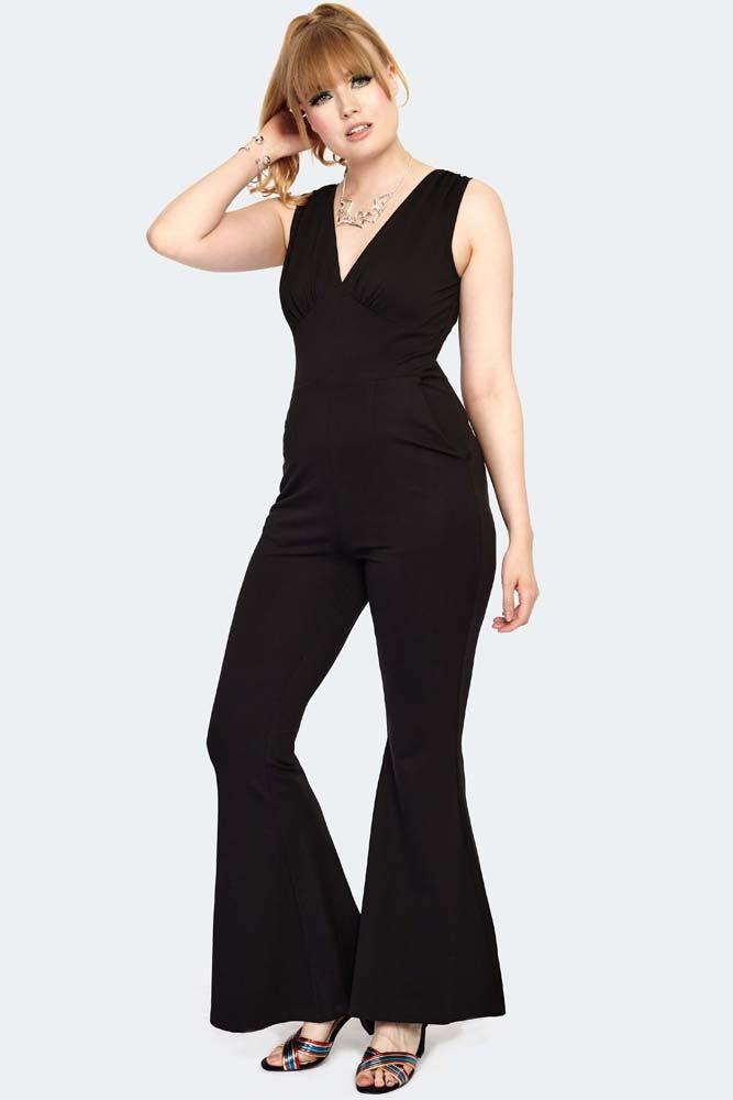 60s Flare Jumpsuit-Voodoo Vixen-Dark Fashion Clothing