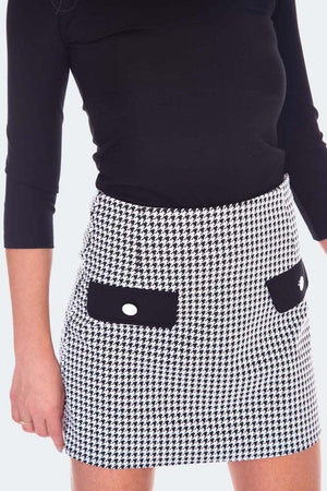 60s Retro Houndstooth Mini Skirt-Voodoo Vixen-Dark Fashion Clothing