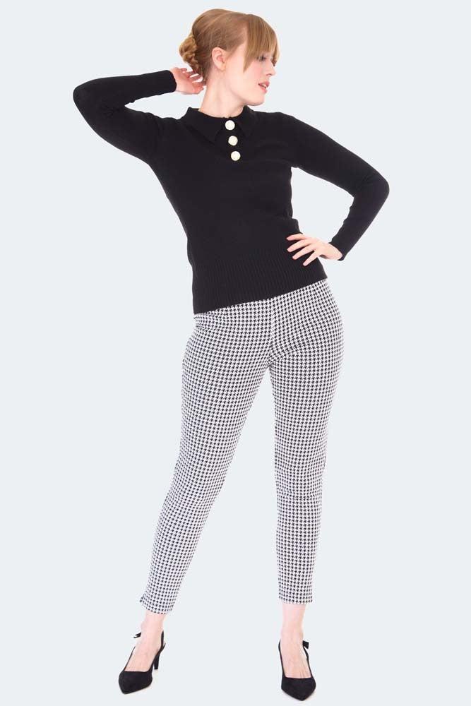 60s Style Polo Collar Sweater-Voodoo Vixen-Dark Fashion Clothing