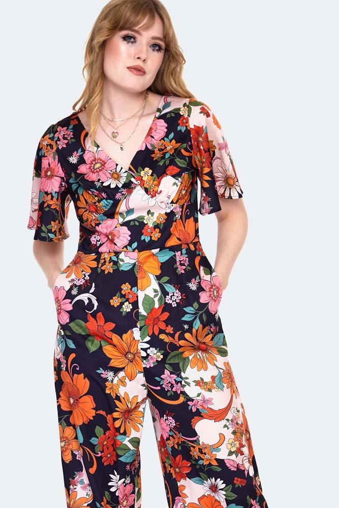 60s Floral Jumpsuit