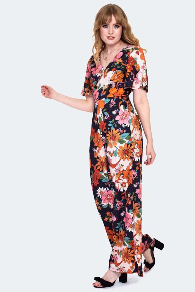 60s Floral Jumpsuit