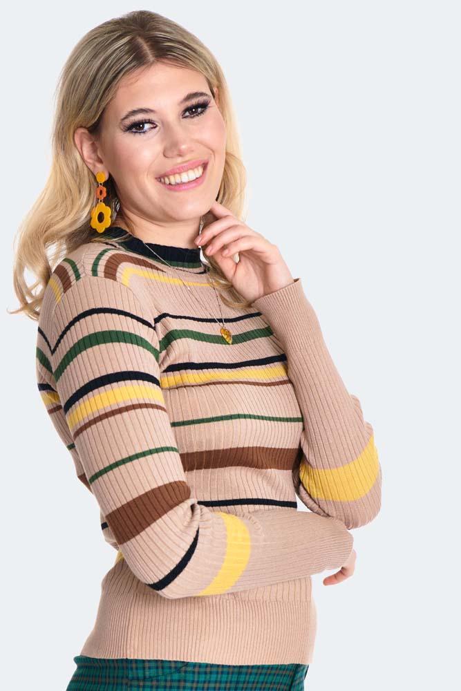 70s Brown Stripe Sweater