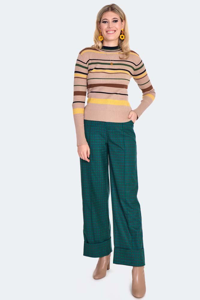 70s Brown Stripe Sweater