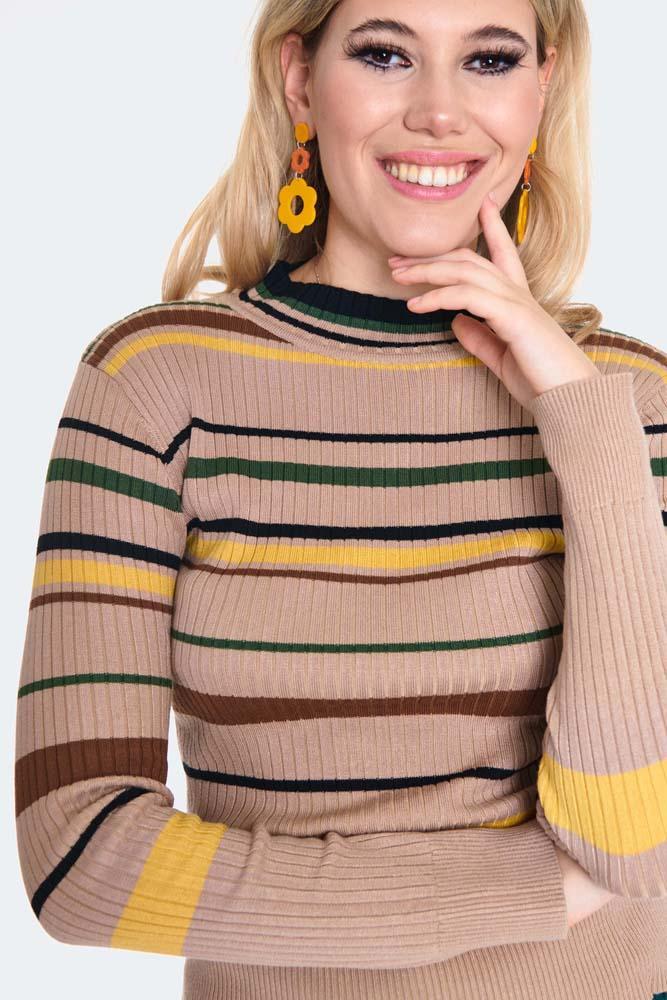 70s Brown Stripe Sweater