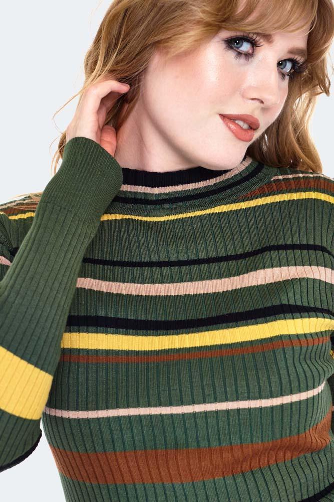 70s Green Stripe Sweater