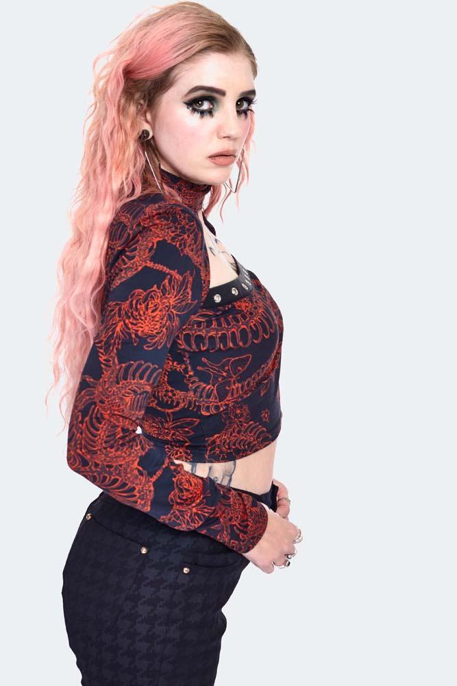 90s Snake Skeleton Long Sleeve Top