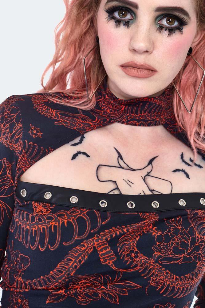 90s Snake Skeleton Long Sleeve Top