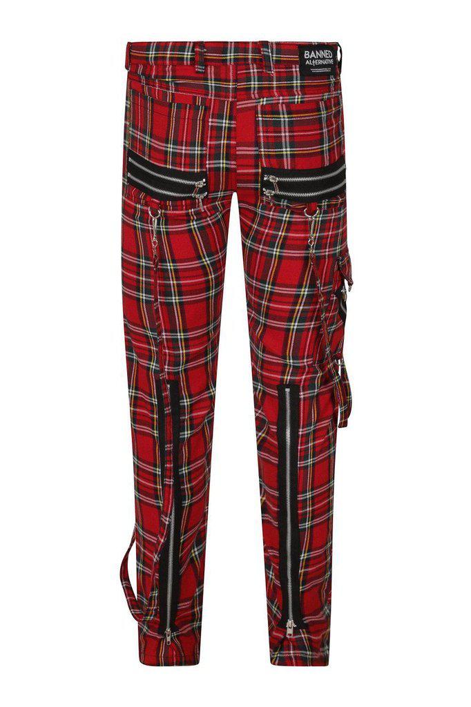 Red plaid bondage sales pants